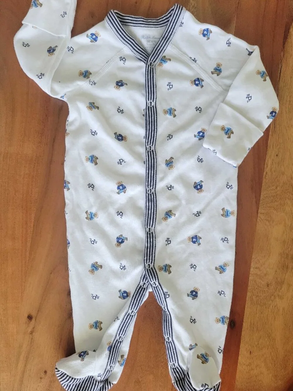 Ralph Lauren Teddy Bear Print  Cotton Footie Coverall Baby 3M